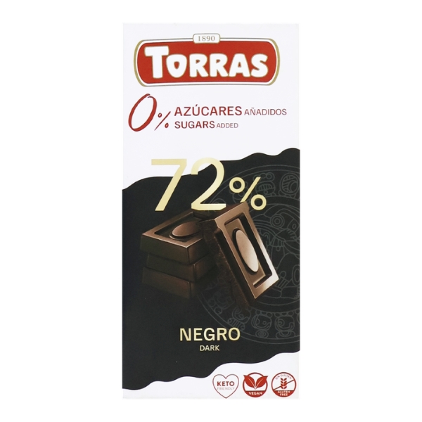 530-Torras-temna-cokolada-brez-sladkorja-72-kakava-75g Torras crna čokolada bez šećera, 72% kakaa, 75 g