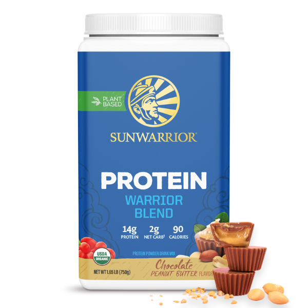Sunwarrior Warrior Blend biljni proteini - Čokolada i maslac od kikirikija, 750 g