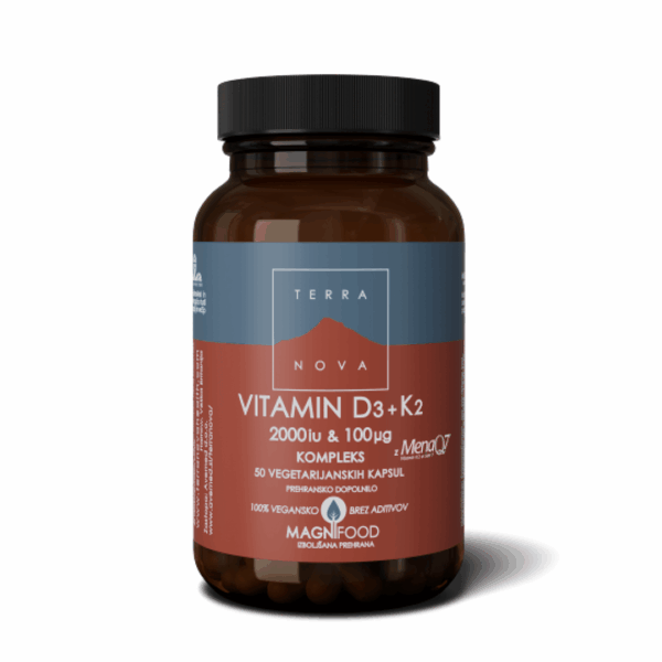 Terranova Vitamin D3 2000 IU + K2 100 μg kompleks, 50 kapsula