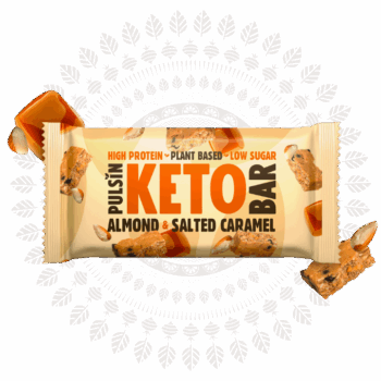 Pulsin Keto proteinska pločica s bademima i slanom karamelom, 50g
